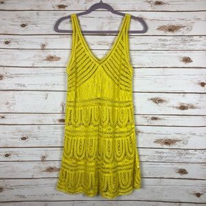 Anthropologie Corey Lynn Calter Bright Yellow Crochet Mini Dress